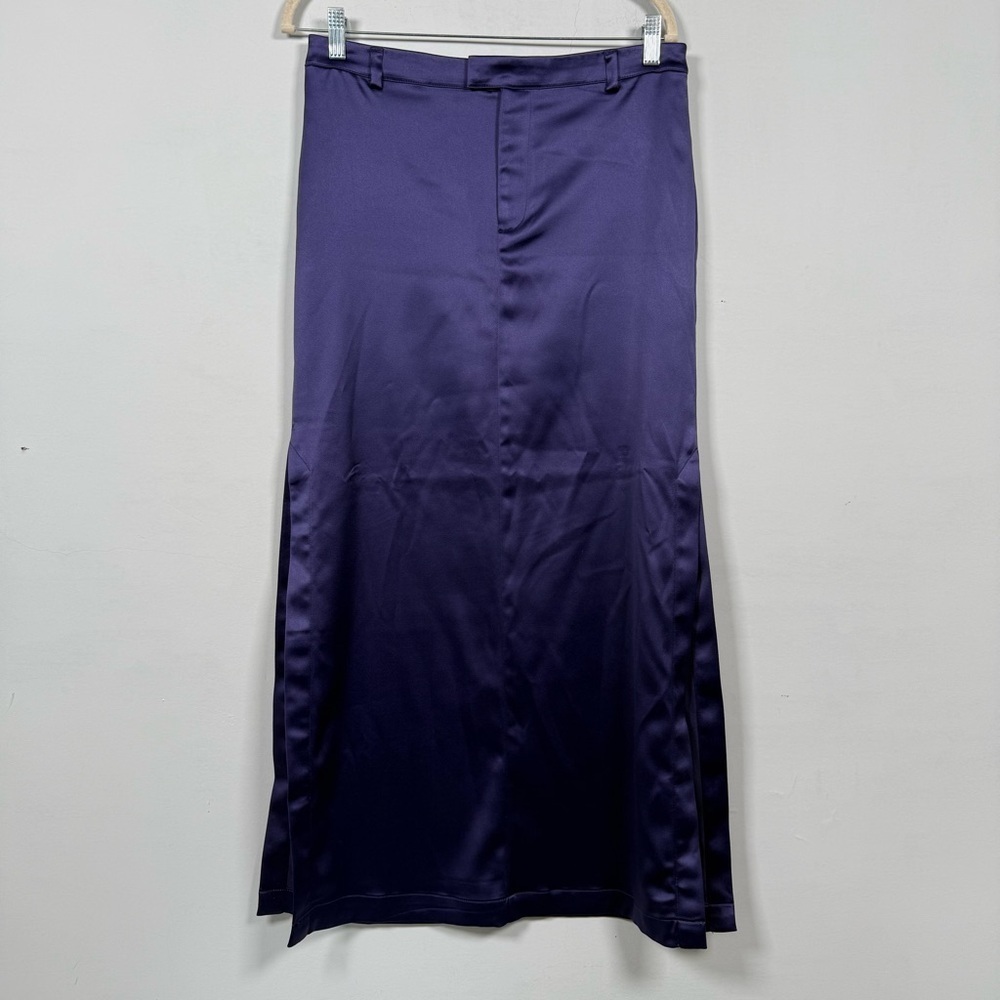 Anthropologie Sateen Trouser Skirt in Deep Purple, Size 10